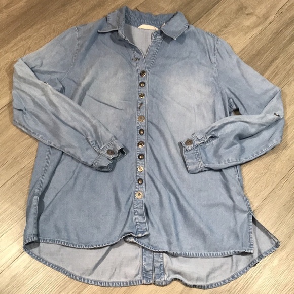 Soft Surroundings Denim Tencel Shirt with Variety of Metal Buttons size PL - Picture 3 of 8